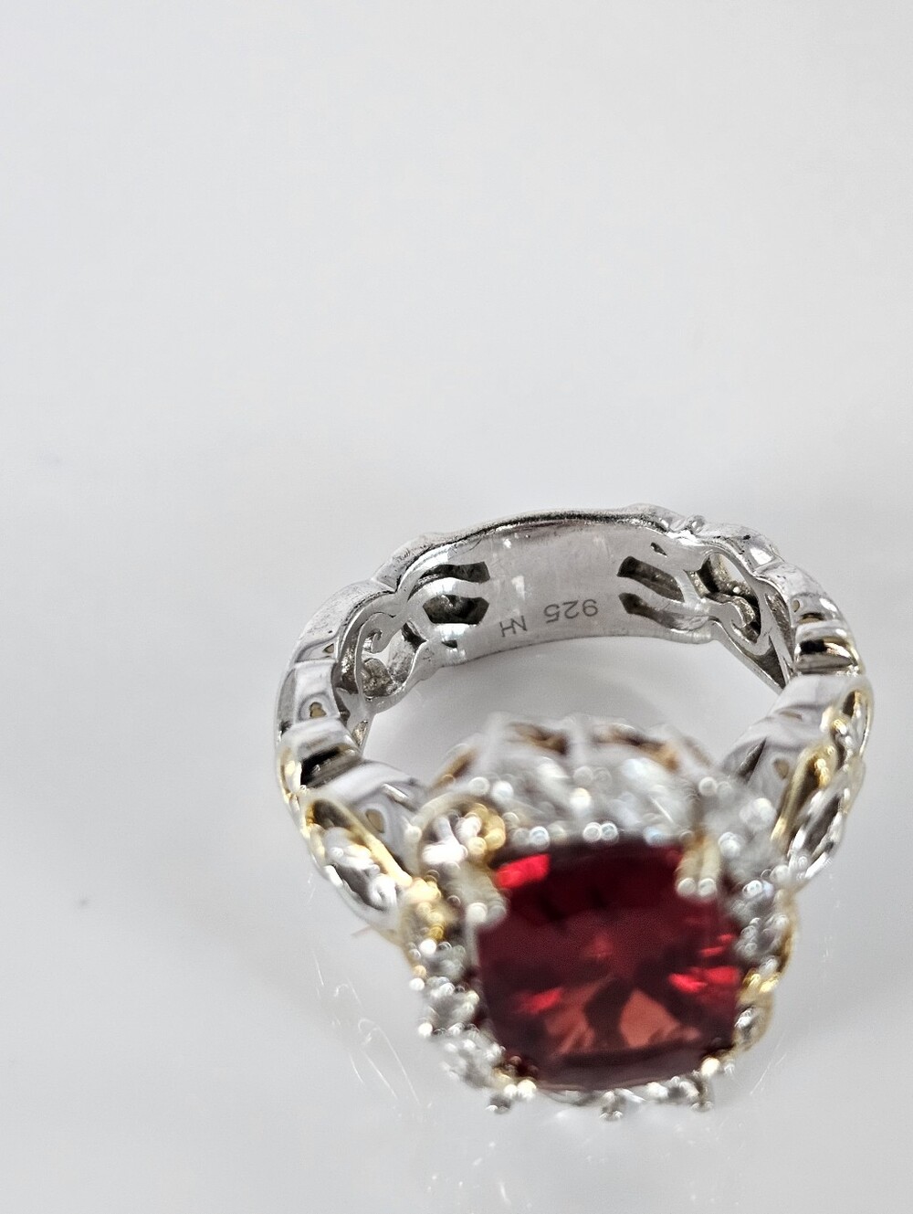 Gems En Vogue Andesine & White Zircon 24K Palladium Sterling Silver Ring Size 5! - Picture 6 of 8